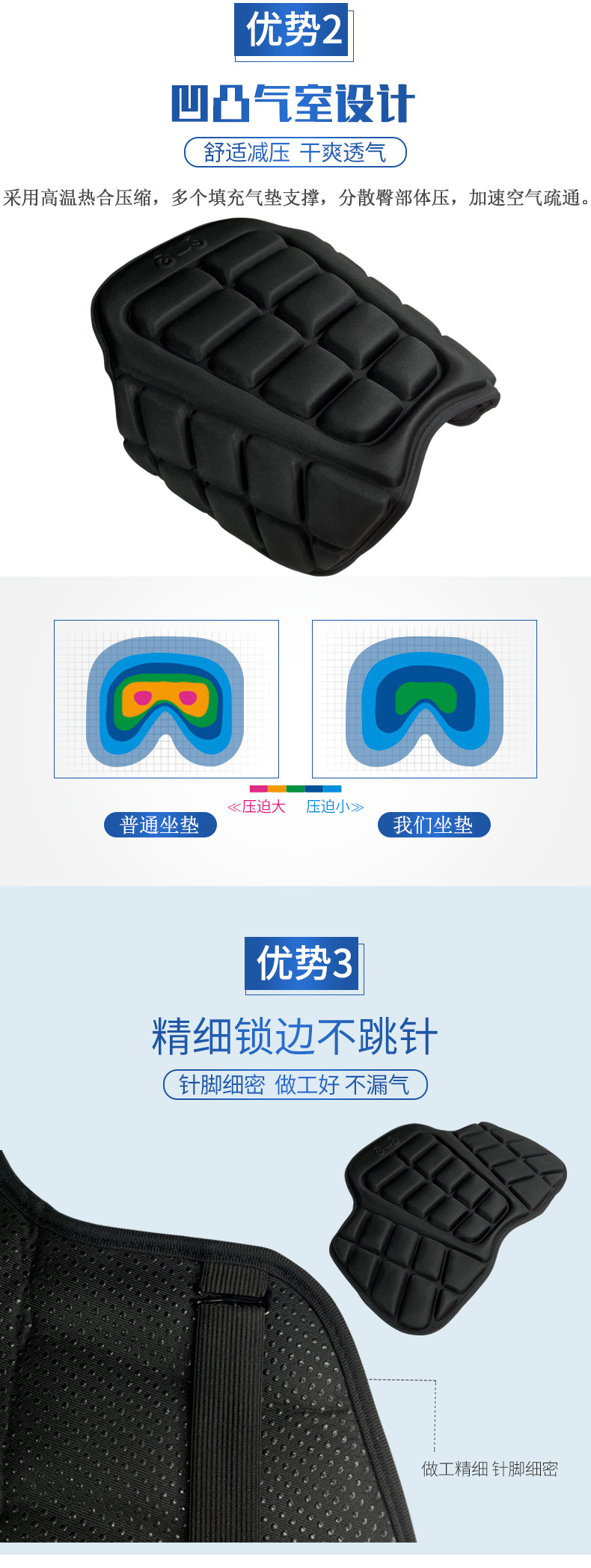 电动摩托车3D减震坐垫套隔热防晒四季通用电瓶车座垫长途骑行装备详情5