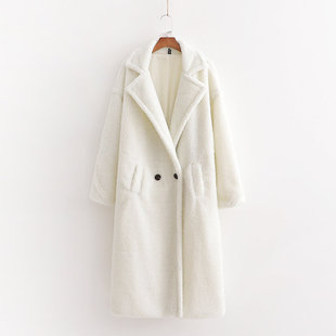 2021 Autumn New Amazon European and American women's wholesale artificial Teddy Long sleeve thick warm long coat