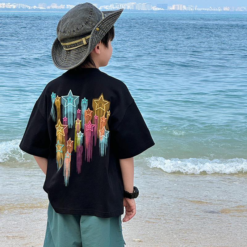 子供服男の子半袖Tシャツ夏子供夏服男の子大きい子供半袖純綿2025新しい男の子トップス|undefined