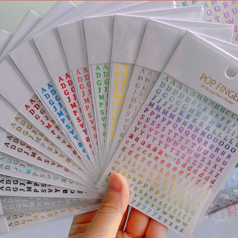 New English Alphabet Nail Stickers Cross-Border E-Commerce Antique Multi-Color English Alphabet Nail Stickers Wg719-720 New English Alphabet Nail Stickers Cross-Border E-Commerce Antique Multi-Color English Alphabet Nail Stickers Wg719-720