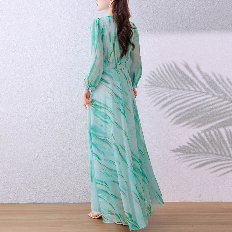 Women's Summer Tall Chiffon To Ankle Temperament Maxi Floor-Length Dress_ecoleips.com