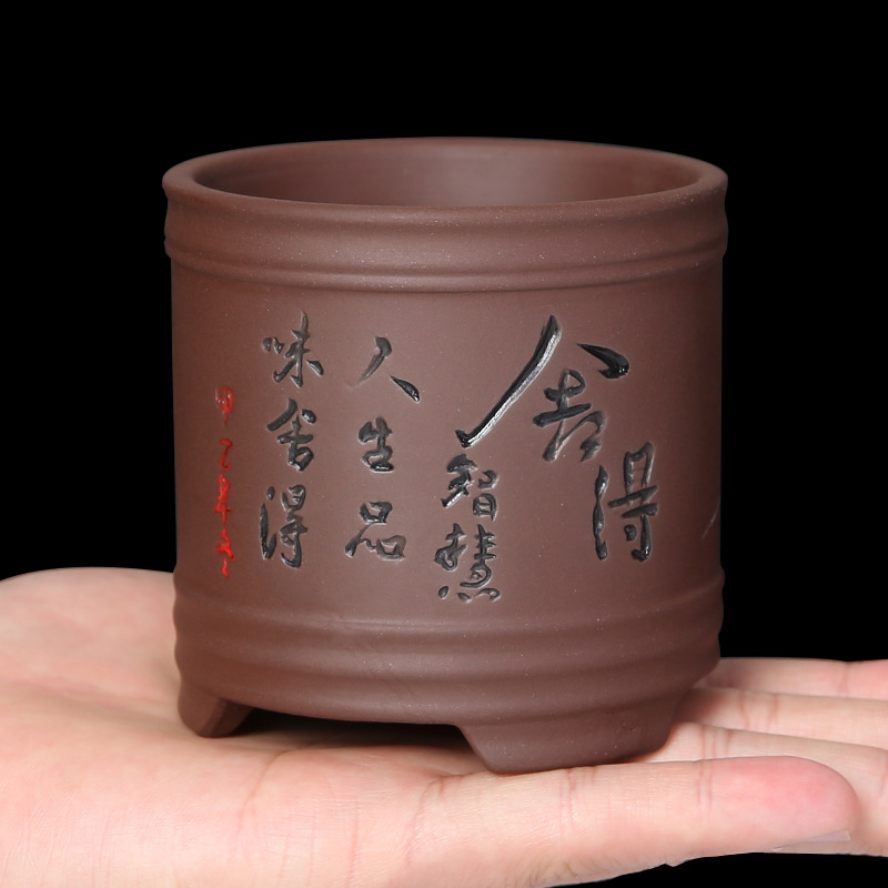 紫砂粗陶植木鉢屋内古い杭多肉植物ショウガ鉢植え宜興親指小さな創造的な盆栽|undefined