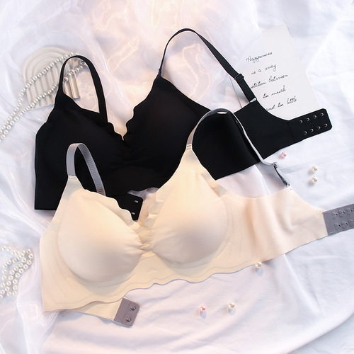 Seamless bra, women's small breast push-up, no wire bra, comfortable 3D jelly strips to collect secondary breasts, thin style, soft support