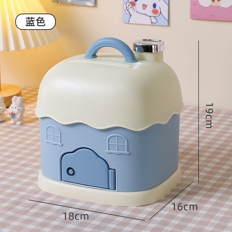 La Caja de ahorros es una pequeña y encantadora chica de dibujos animados, la Caja de ahorros es de plástico, la Caja de mano de la cabaña de año nuevo 2023