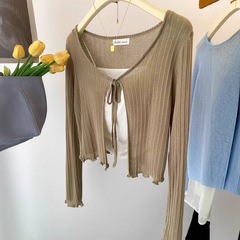 大きいサイズのアイスストールのカーディガンの日焼け止め服の女性服の太ったmmの夏の外はエアコンのブラウスの薄い長袖のショートコートに乗ります。