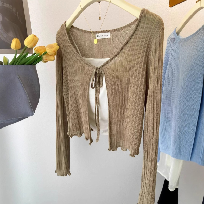 plus size Ice Silk Shawl Cardigan Sun Protection Clothing Women's chubby girl Summer Outer Wear Air Conditioning Blouse Thin Long Sleeve Short Jacket