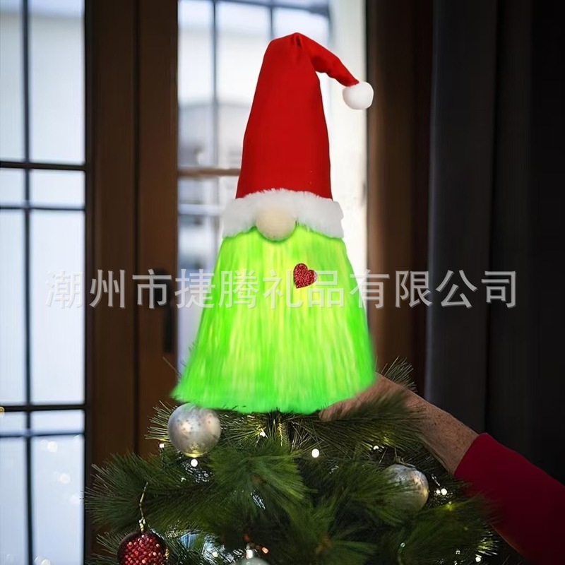 クロスボーダー新しいクリスマスツリートップスターグリンチクリスマスツリーライト装飾付き格納式スプリンググリーンぬいぐるみ|undefined