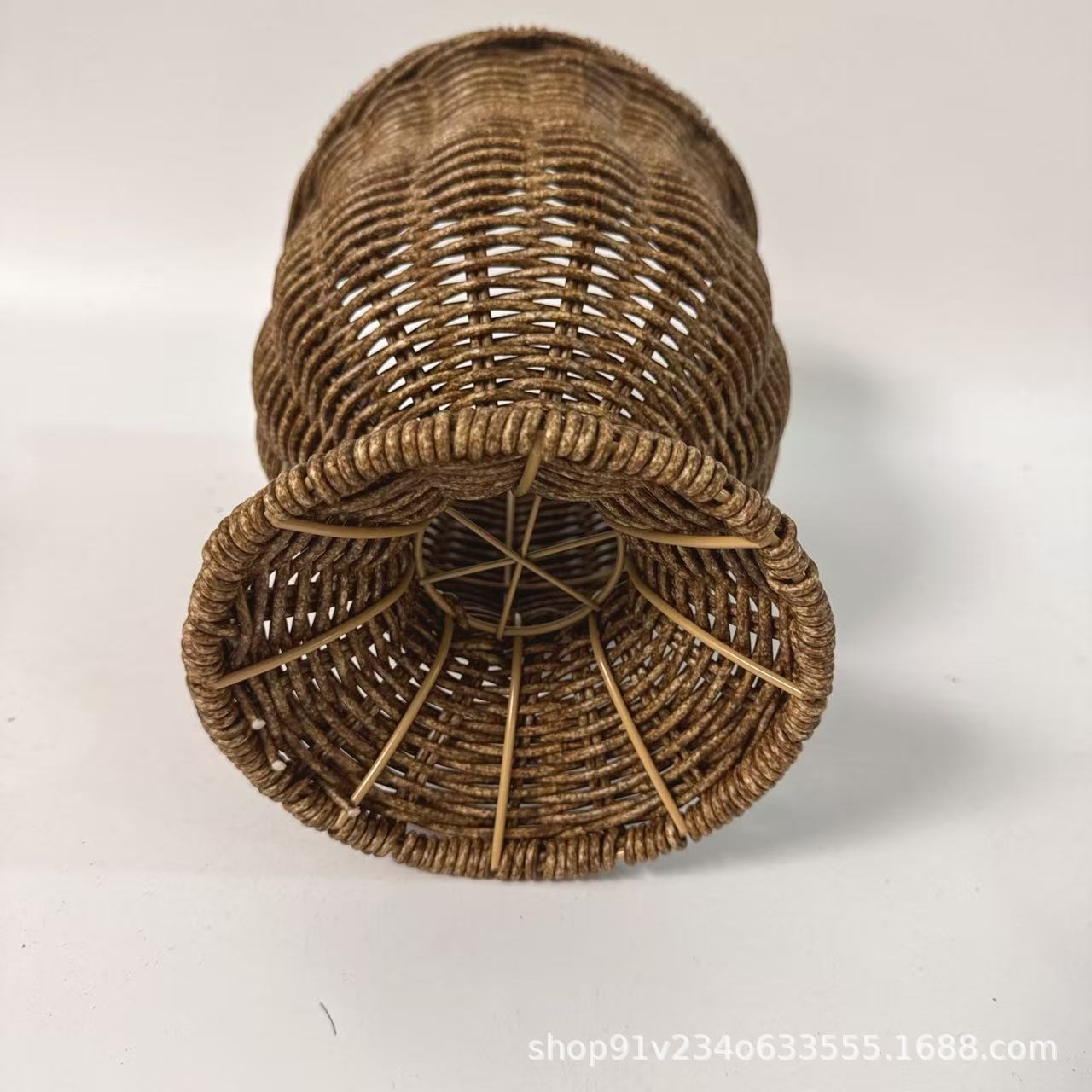 Florero Tejido de Ratán Sintético de Plástico, Tejido a Mano, Decorativo, para Sala de Estar y Flores Secas image 4