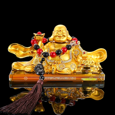car perfume ornaments car: Car ornaments - crystal-bottom-20128cm900-grams-golden-maitreya-pi-xiu-beads
