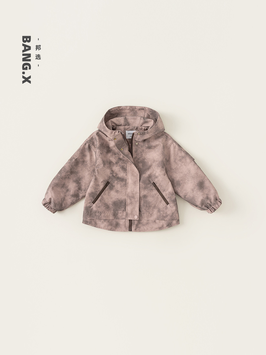 Yoobao para niños de otoño nueva chaqueta de niños niñas de otoño suelta para niños al aire libre chaqueta con sombrero de viento de montaña