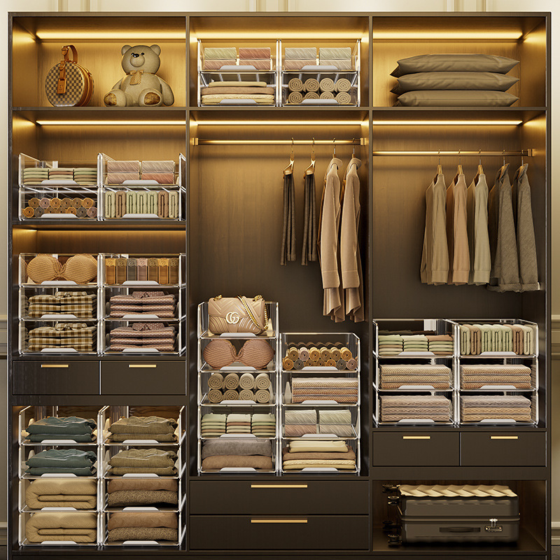 Transparent Clothes Storage Box, Household Clothing and Pants Organizing Box, Washable Wardrobe Layered Storage Artifact Storage Basket Transparent Clothes Storage Box, Household Clothing and Pants Organizing Box, Washable Wardrobe Layered Storage Artifact Storage Basket