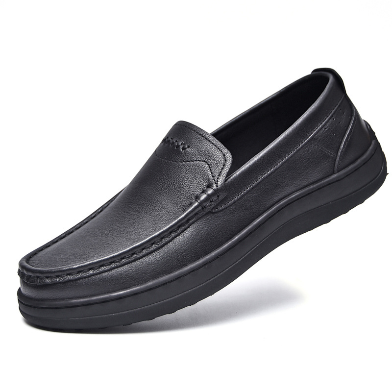 남성 신발 봄과 가을 작업 캐주얼 가죽 신발 고무 발 남성 가죽 부드러운 바닥 아빠 신발 통기성 패션 신발