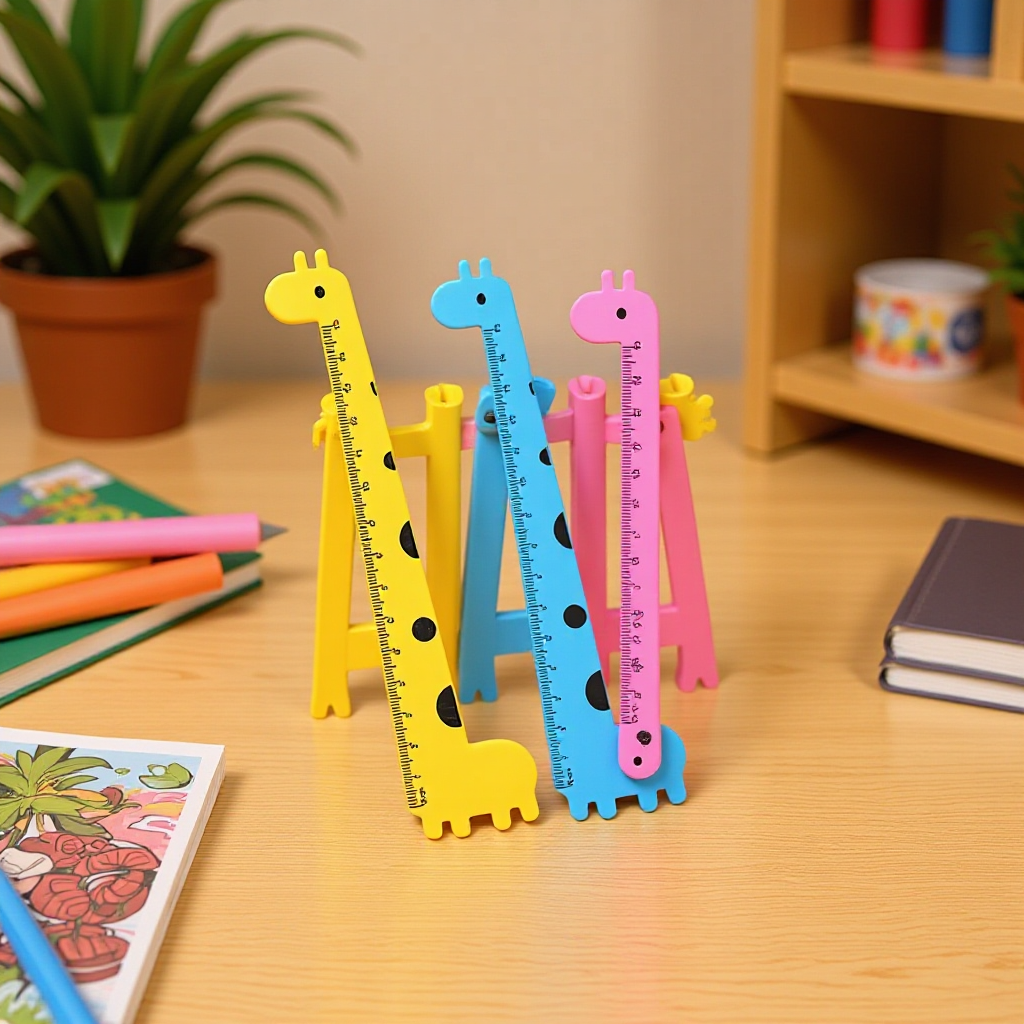 Al por mayor jirafa 15cm gobernante estudiante creativo colorido plástico dibujos animados regla traje niños recompensa pequeño regalo