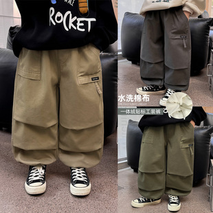 Children's Cool 2024 Children's Winter Huzhou Zhili Children's Wear All-match Baby Trousers Solid Color Labeling Boys' Cordwork Trendy Pants