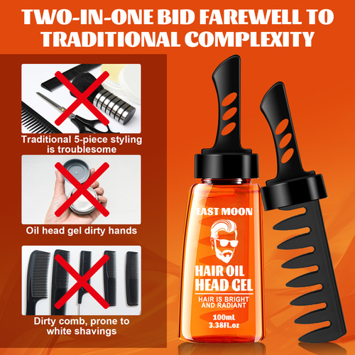 East Moon Men's Hair Wax Hair Comb Retro Oily Back Hair Comb Styling and Moisturizing Long-lasting Hair