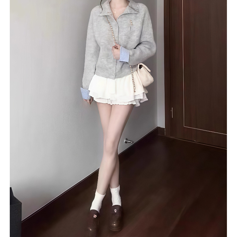 2025秋季穿搭套装女韩系甜美减龄针织开衫毛衣外套高腰显瘦半身裙|undefined