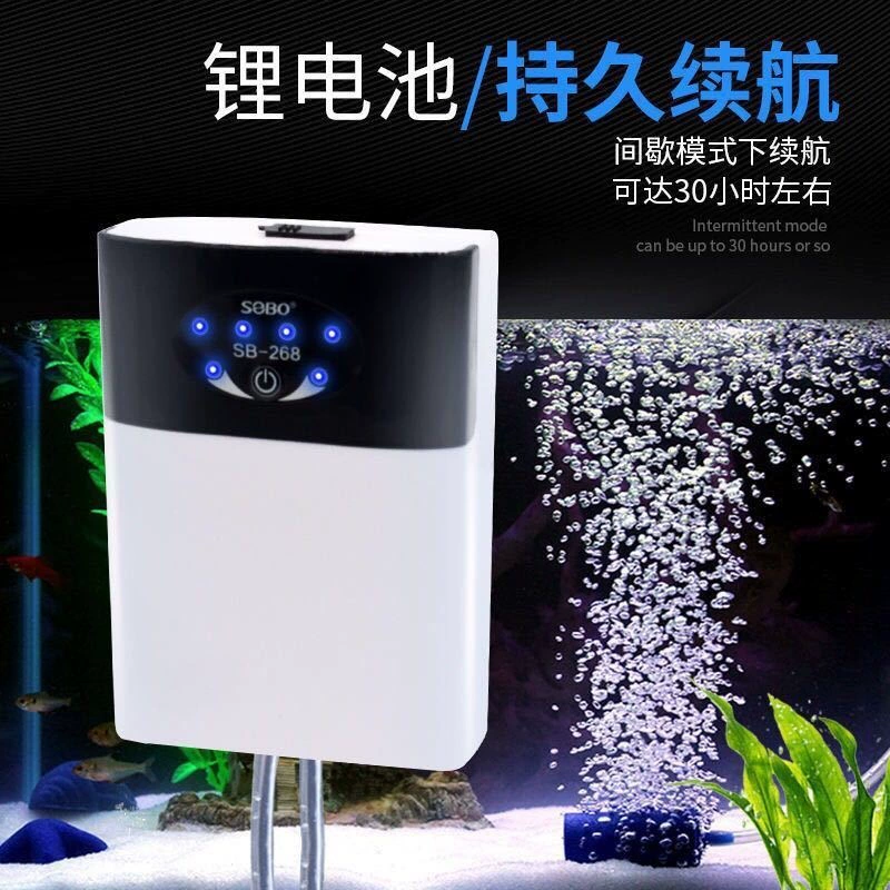 Кислородный насос с литиевой батареей AC/DC, USB-уличный кислородный насос двойного назначения, перезаряжаемый небольшой портативный, бесшумный насос