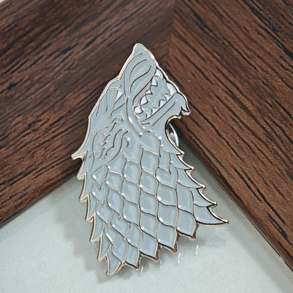 Game of Thrones Ice Wolf Brooch, A Song of Ice and Fire Badge, Backpack Accessory Pin, Decorative Gift