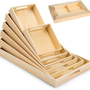 Wooden Nesting Breakfast Food Serving Tray Handmade Kids Snack Home Decor Kitchen Party Dinner Wood Plate