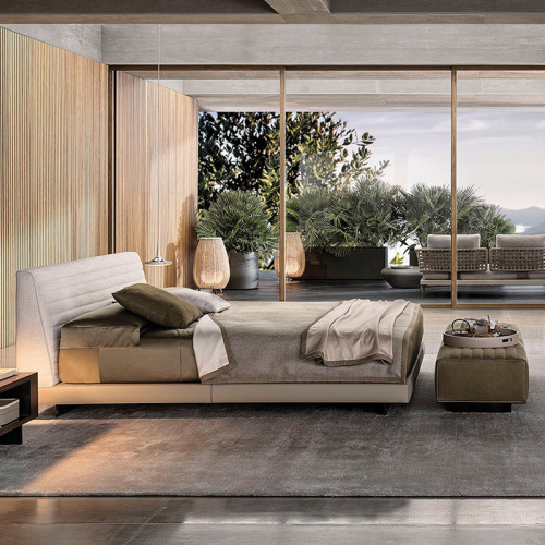 Selisa Italian Minimalist Fabric Bed, Double-Size Leather Suspended Roger Bed, Soft-Padded Bedroom Bed – Roger Bed