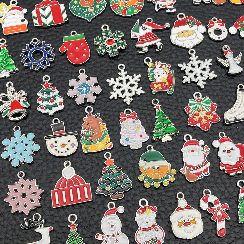 1 white K oil-dripping alloy decorative accessory, Santa Claus Christmas tree creative diy earrings pendant small pendant pic 8