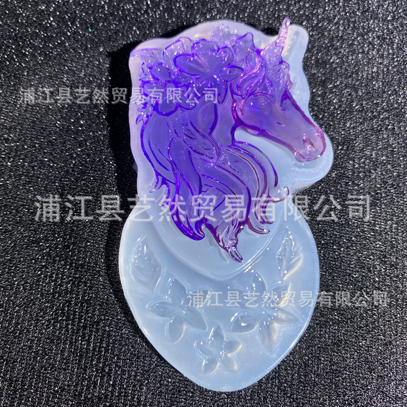 Espejo DIY molde de cristal epoxi nuevo espejo flor unicornio silicona teléfono móvil Shell accesorios Decoración