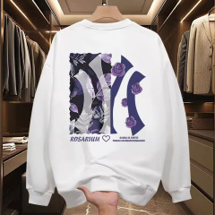 新款潮牌春秋美式印花卫衣痞帅休闲男款潮流圆领百搭秋冬加绒长袖