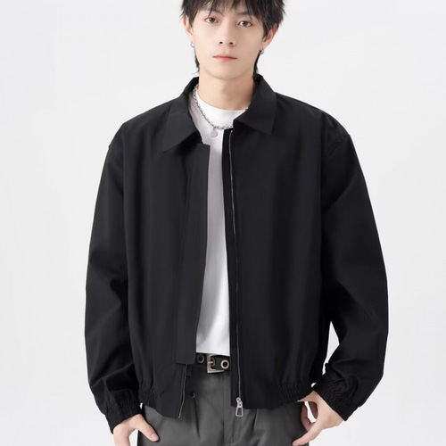 Spring Short-Length Workwear Jacket for Men, National Trend Functional Style, Trendy Loose Personal Casual Stylish Collar Windbreaker Jacket