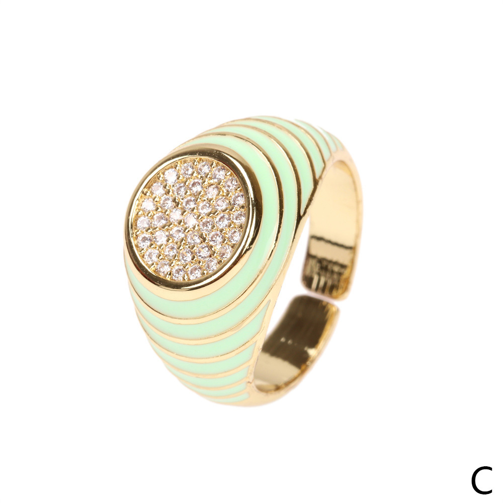 Cute Candy Color Zircon New Trendy Fashion Personality Copper Drip Oil Ring Wholesale display picture 11