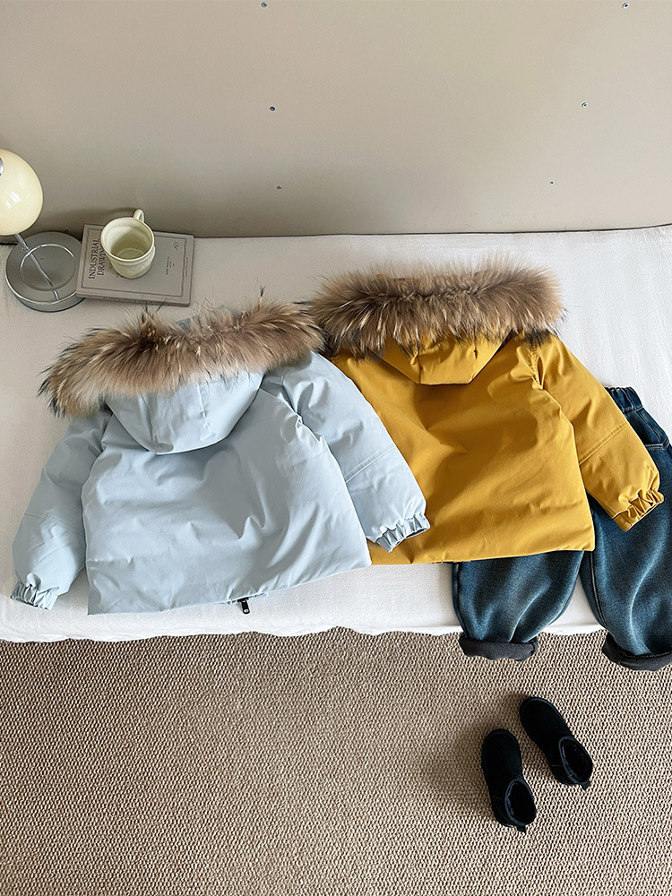 Wind Valley 2025 invierno nueva ropa infantil para niños estilo coreano cuello con capuchón ropa de algodón para niños y niñas abrigo parquet