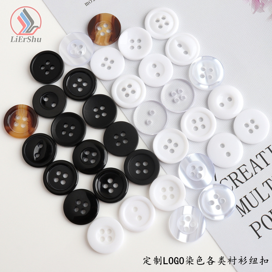 Resin button two-eye universal bread button black transparent shirt…