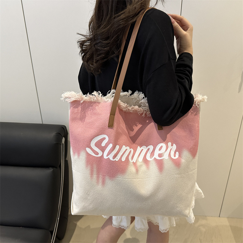 Bolsa Tote de Hombro con Flecos, Material Especial, Suave, Doble Correa, para Uso Diario