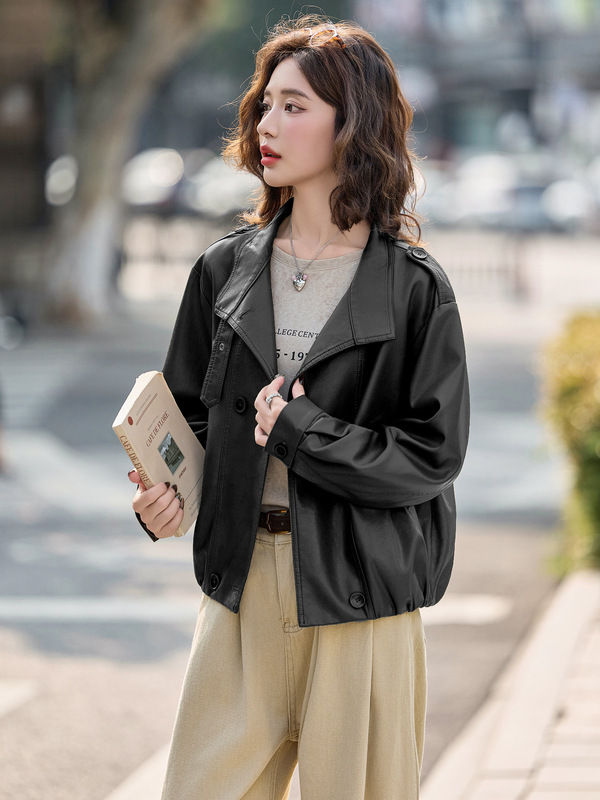 女式夹克外套2025秋季新款休闲气质立领宽松显瘦夹克上衣ZH2610|undefined