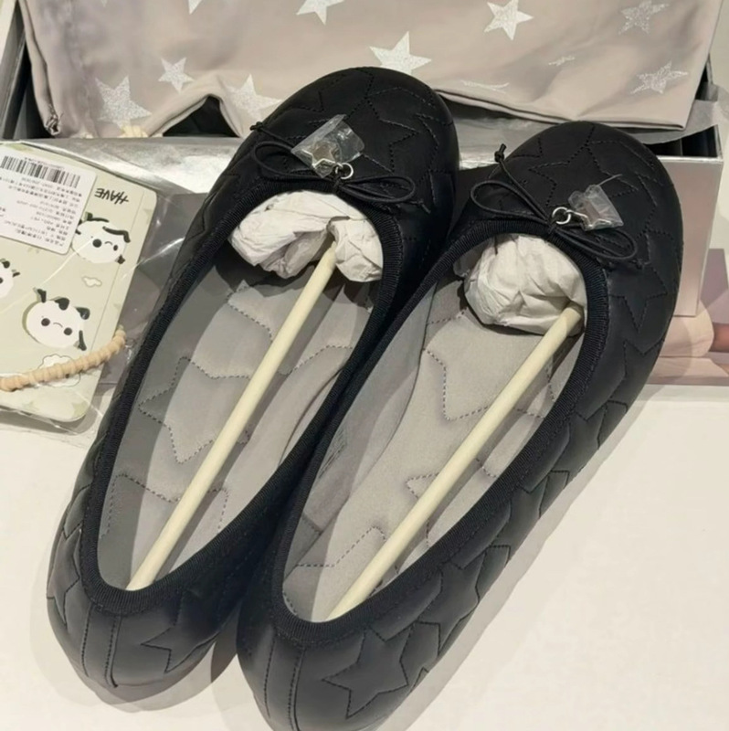 【Owei】Women's Star Ballet Shoes 2026 Spring/Summer New Bowknot Round-Toe Flat Shallow Casual Shoes