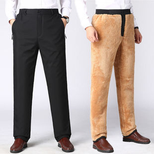 Outer Wearing Cotton Pants Men's fleece-lined Thickened Loose High Waist Dad's Winter Lambskin Men's Warm Pants