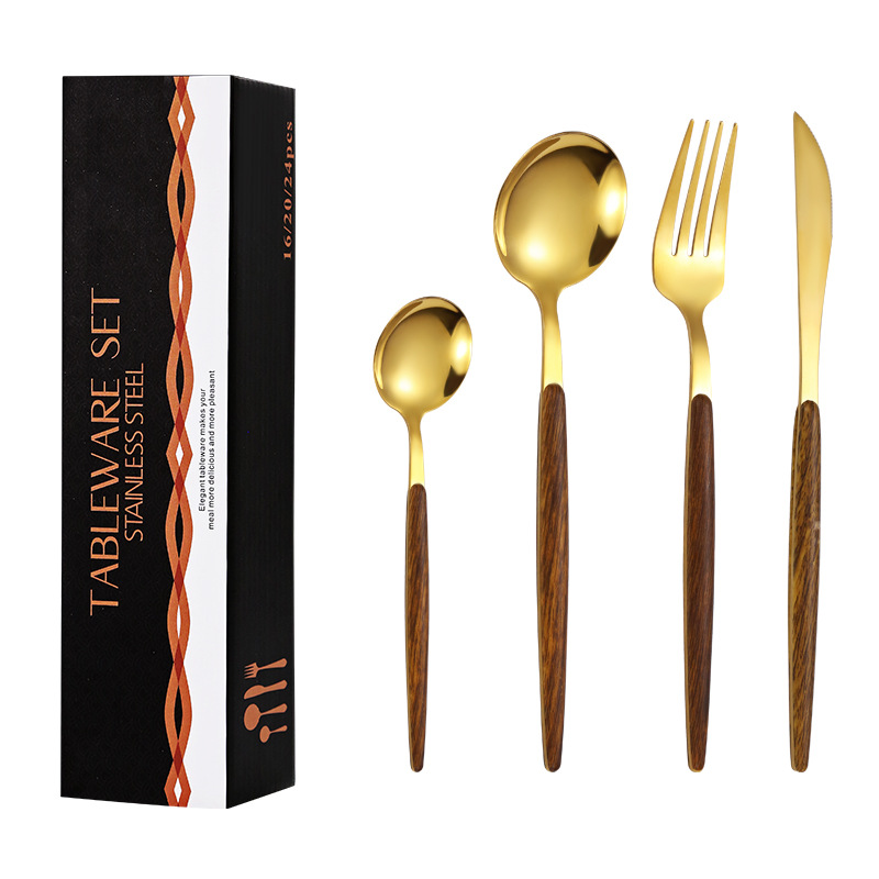 Cuchillo de vajilla coreano portugués, tenedor y cuchara 16 piezas caja de regalo de lujo