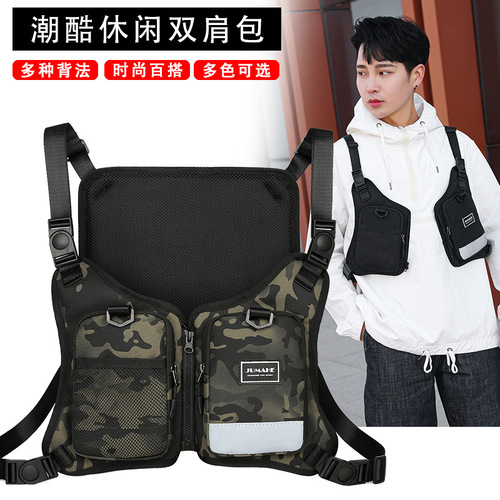 Factory wholesale new Oxford cloth camouflage night running bag for men and women street fashion brand chest bag outdoor sports cycling backpack