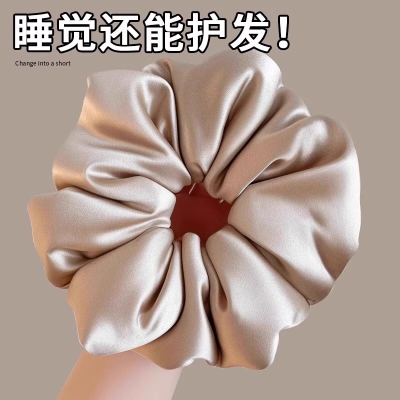 Pillow Scrunchie Hair Tie with Cotton and Velvet Filling, Satin Silk Hair Tie for Sleeping, Bun Hair Accessory