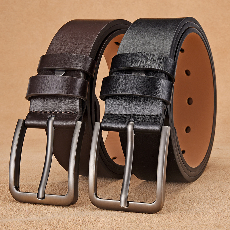 Cross-Border New Men's Belt Alloy Pin Buckle Belt Simple Versatile Trouser Belt Classic Buckle Imitation Leather High Quality Belt Body