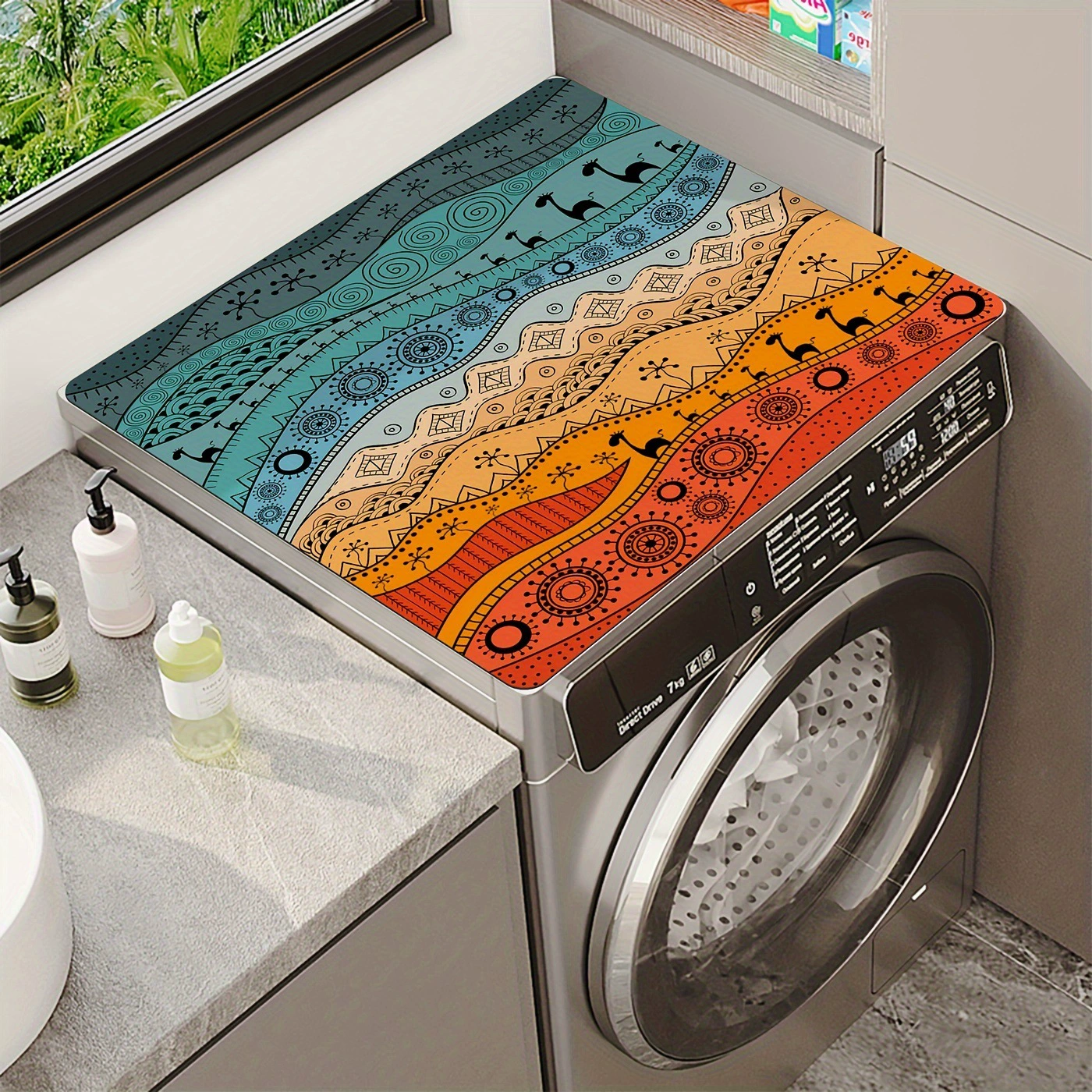 Трансграничный temu барабан стиральная машина крышка коврик для домашнего абсорбции быстро сушить универсальный коврик для крышки устойчивы к загрязнению и легко позаботиться о пылезащитном коврике