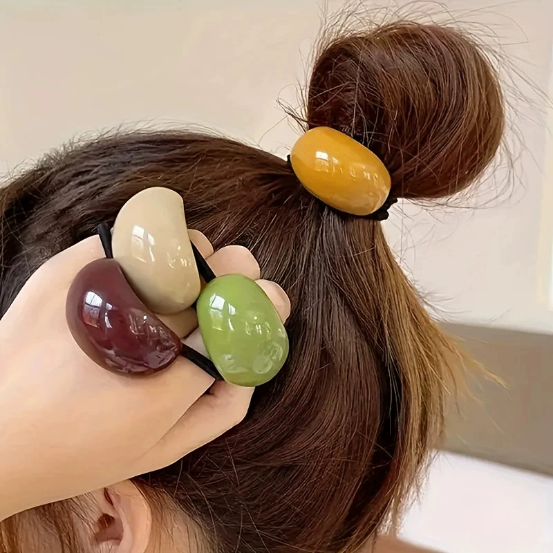 Простая геометрическая овальная резинка для волос, модная полукруглая веревка для волос с хвостиком, черная резинка, Dongdaemun, Южная Корея