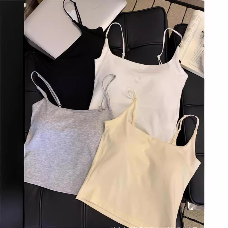 Jiayidai cotton camisole 702 upgraded Autumn New slim slimming bottoming top with chest pad for women Jiayidai cotton camisole 702 upgraded Autumn New slim slimming bottoming top with chest pad for women