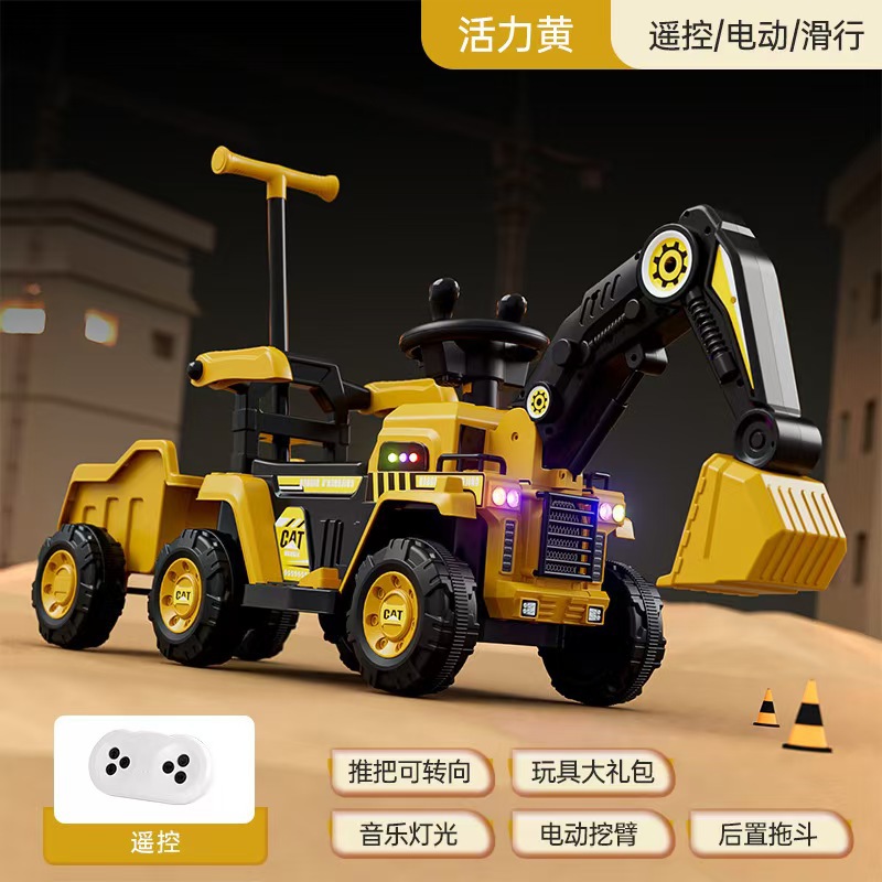 Nueva excavadora eléctrica de gran tamaño para niños excavadora para niños niños y niñas coche de ingeniería de control remoto coche de juguete de carga