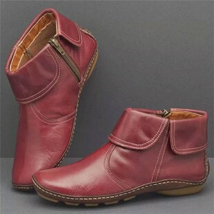 Cross-Border Autumn and Winter New Women's Boots Export 43 Large Size Short-Tube Boots Women's Flats Cuffed Side Zipper Pure Color Women's Boots