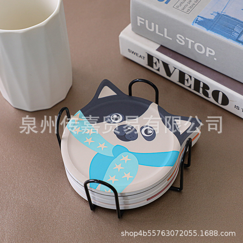 Cerámica posavasos gato creativo montaña corcho absorbente montaña lindo mascota de dibujos animados creativo regalo logotipo personalizado impresión