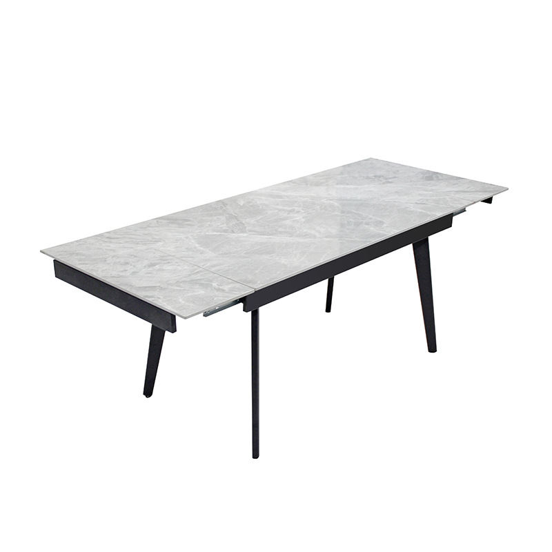 mesa de comedor nórdica alta sensación mesa de comedor de pizarra retráctil plegable rectangular mesa de negociación de viento crema image 6