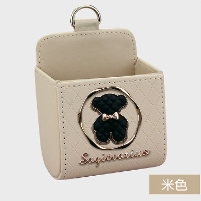 Bolsa de almacenamiento de salida de aire del automóvil bolsas de colgar de teléfonos móviles creativas de metal osos pequeños cajas de almacenamiento de artículos de automóvil almacenamiento de suspensión