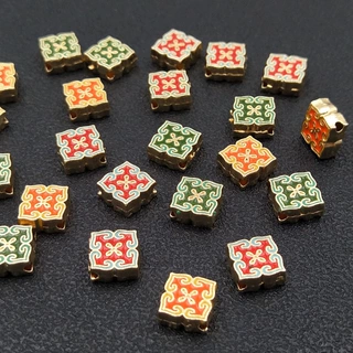 新款合金配件正方形景泰蓝珐琅彩背云隔珠手串diy饰品挂件吊坠
