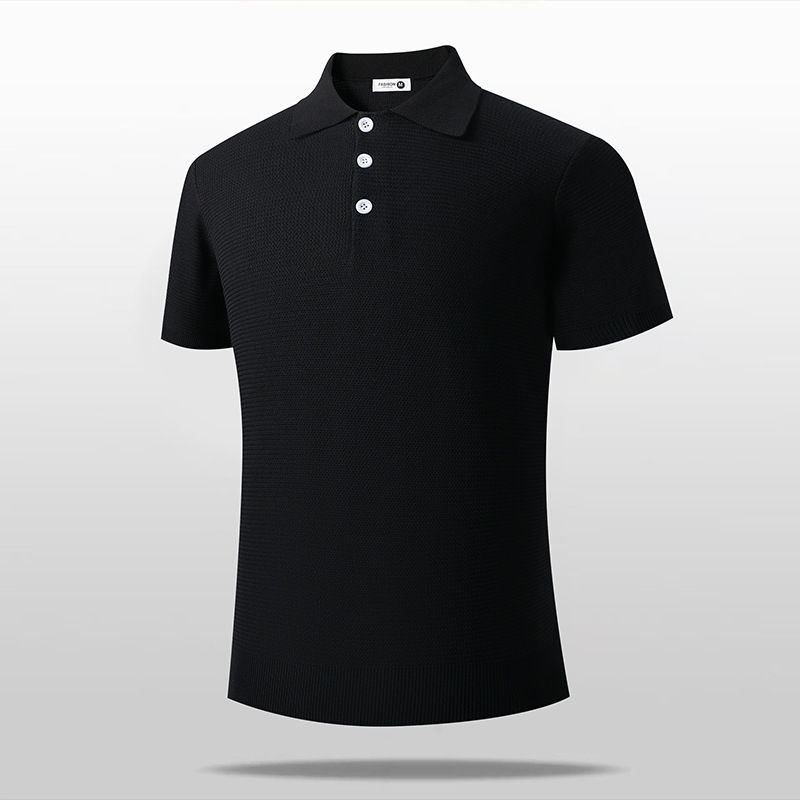 Polo camiseta de punto camiseta de manga corta camiseta de hombre con solapa viejo estilo de negocios texturas de hielo verano fábrica transfronteriza al por mayor