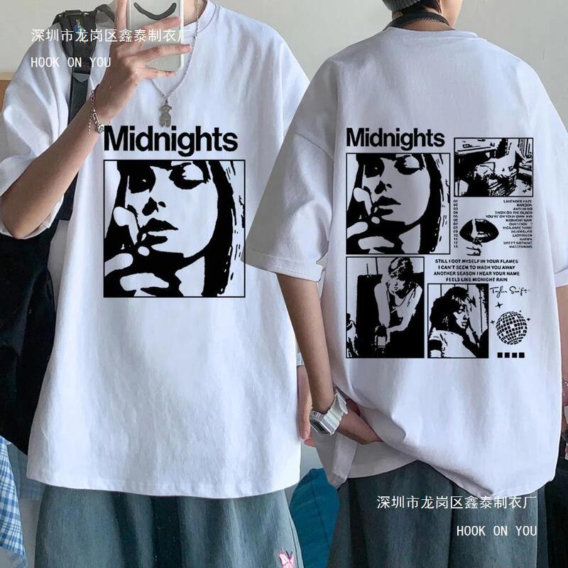 2024 New Taylor Midnight T-Shirt Swift Fans Shirt Men and Women Harajuku Round Neck Short Sleeve